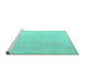 Sideview of Machine Washable Abstract Turquoise Modern Area Rugs, wshabs4346turq