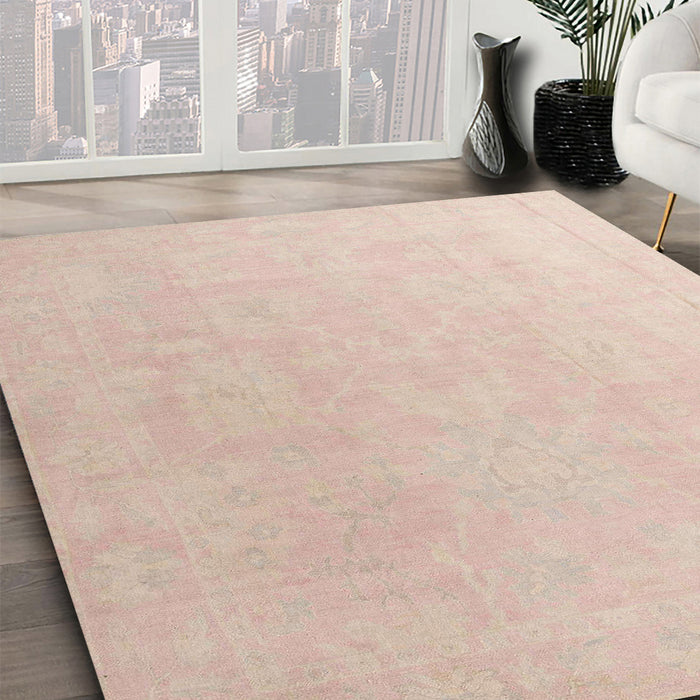 Machine Washable Abstract Pastel Orange Rug in a Family Room, wshabs4346