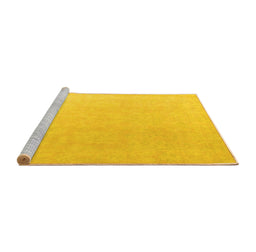 Sideview of Machine Washable Abstract Yellow Modern Rug, wshabs4346yw