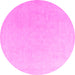 Round Machine Washable Abstract Pink Modern Rug, wshabs4346pnk