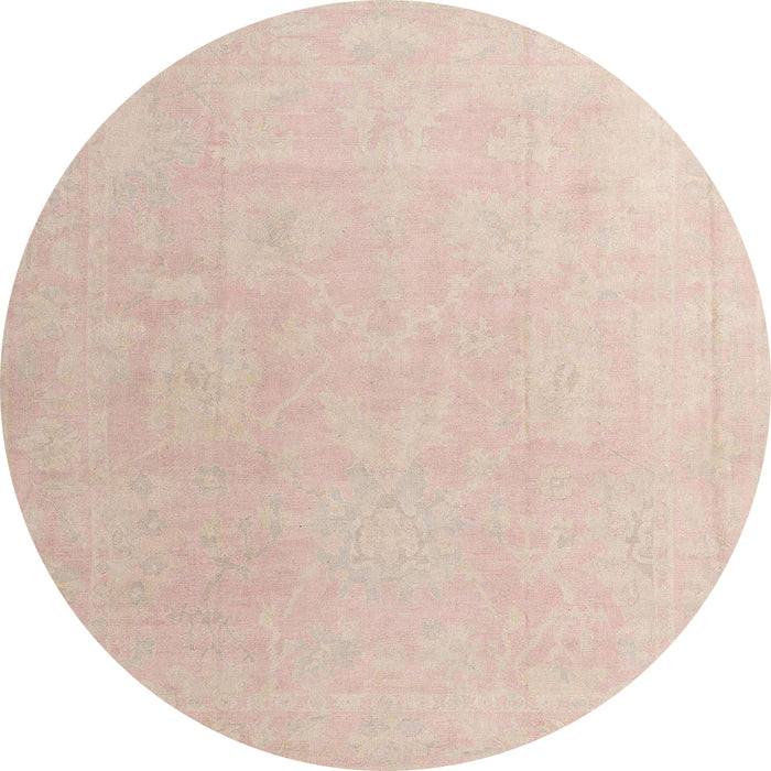 Round Machine Washable Abstract Pastel Orange Rug, wshabs4346