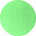 Round Abstract Emerald Green Modern Rug, abs4346emgrn