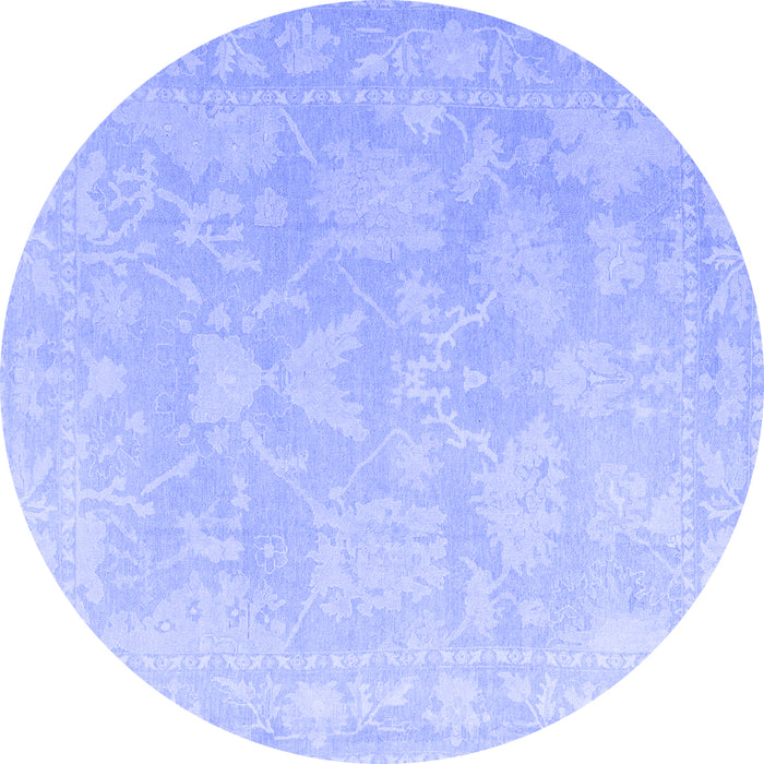 Round Oriental Blue Traditional Rug, abs4347blu