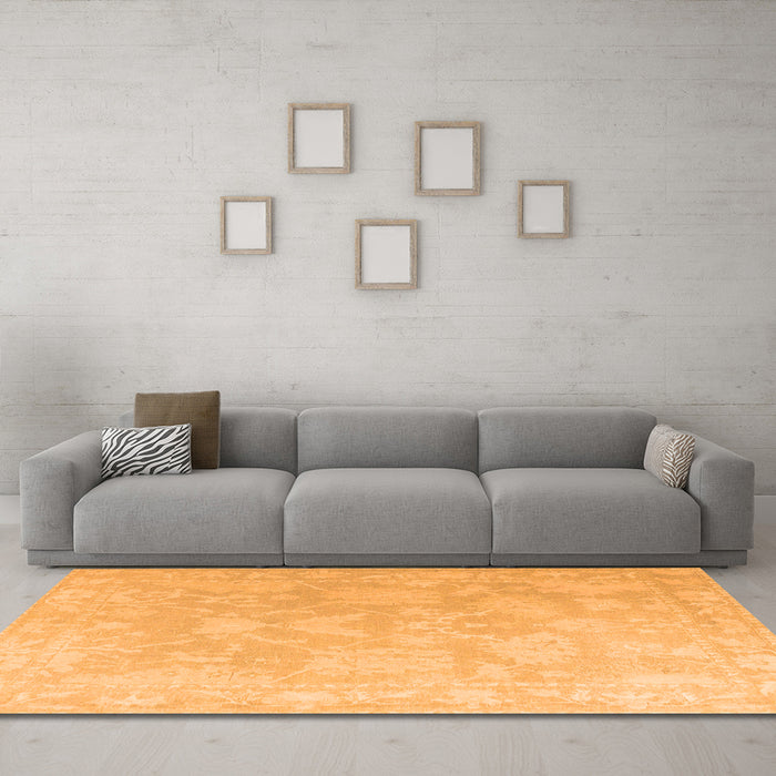 Machine Washable Oriental Orange Traditional Area Rugs in a Living Room, wshabs4347org