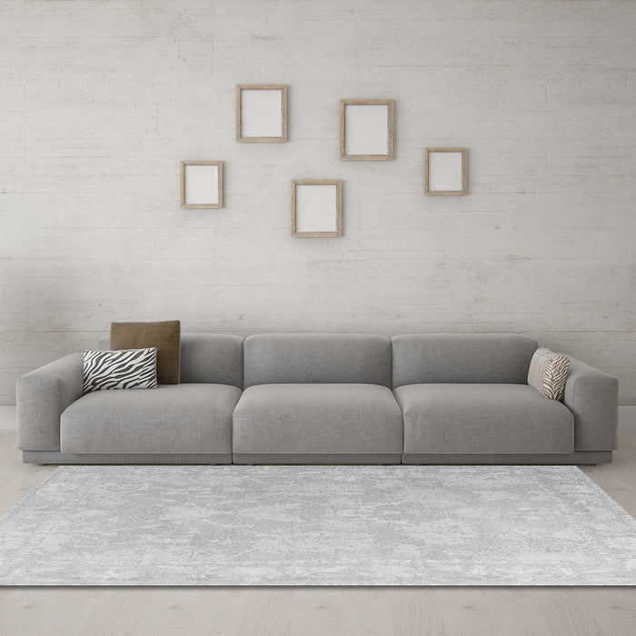 Machine Washable Oriental Gray Traditional Rug in a Living Room,, wshabs4347gry