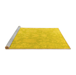 Sideview of Machine Washable Oriental Yellow Traditional Rug, wshabs4347yw