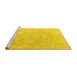 Sideview of Machine Washable Oriental Yellow Traditional Rug, wshabs4347yw