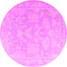 Round Oriental Pink Traditional Rug, abs4347pnk