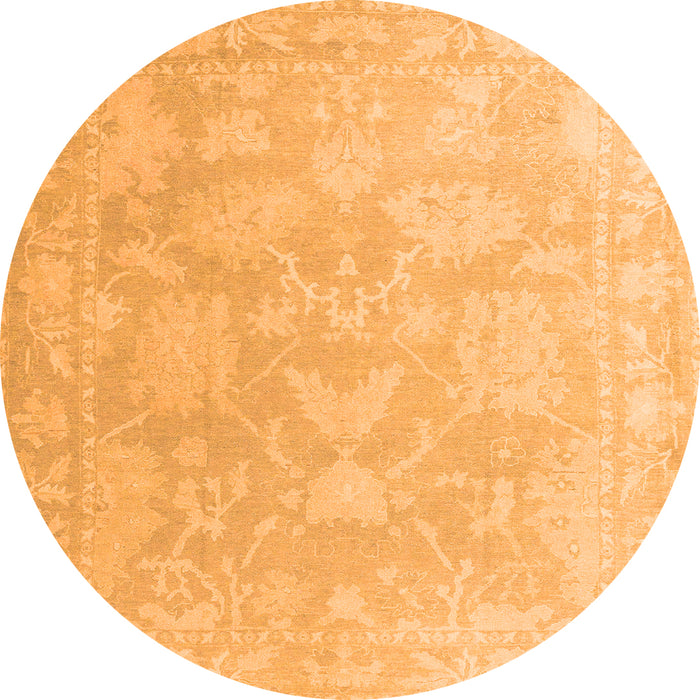 Round Oriental Orange Traditional Rug, abs4347org