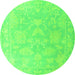 Round Oriental Green Traditional Rug, abs4347grn