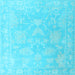 Square Machine Washable Oriental Light Blue Traditional Rug, wshabs4347lblu