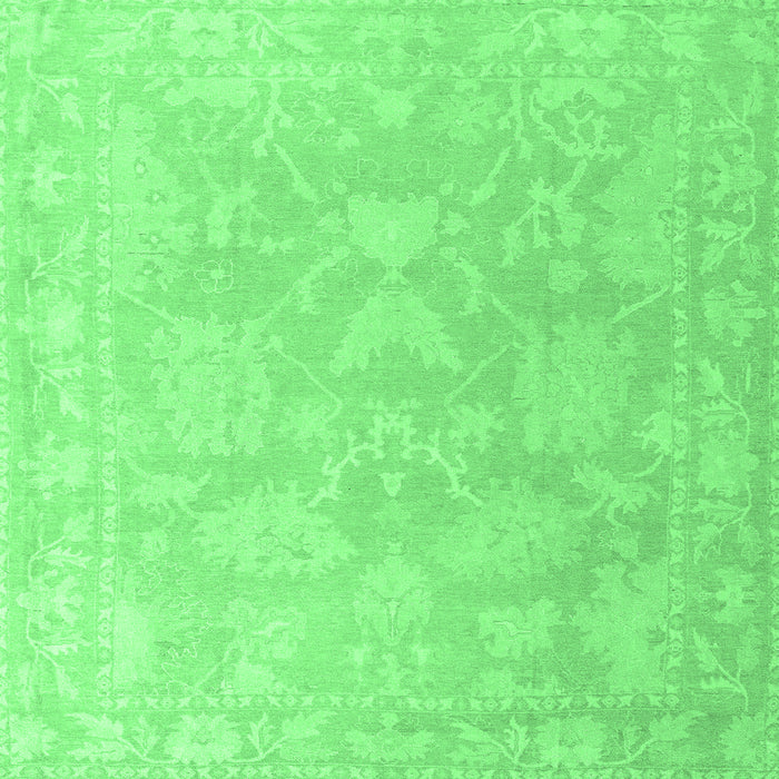 Square Machine Washable Oriental Emerald Green Traditional Area Rugs, wshabs4347emgrn