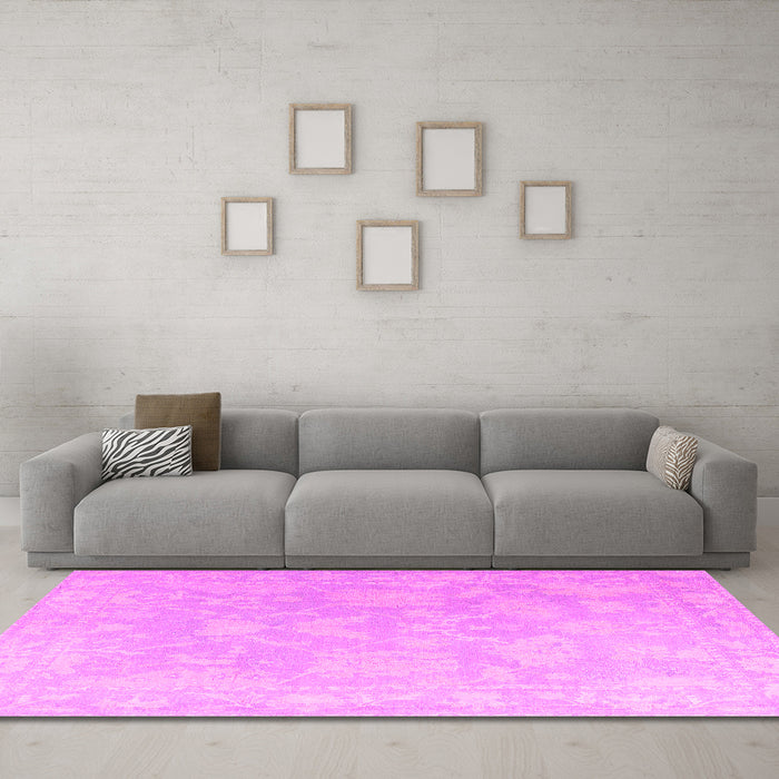 Machine Washable Oriental Pink Traditional Rug in a Living Room, wshabs4347pnk