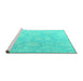Sideview of Machine Washable Oriental Turquoise Traditional Area Rugs, wshabs4347turq