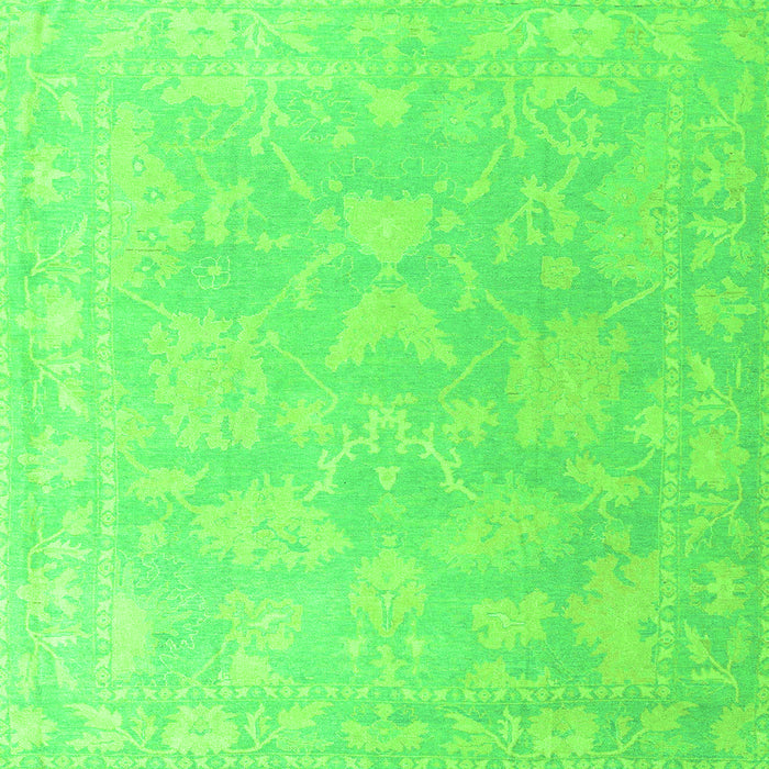 Square Machine Washable Oriental Green Traditional Area Rugs, wshabs4347grn