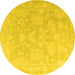 Round Oriental Yellow Traditional Rug, abs4347yw