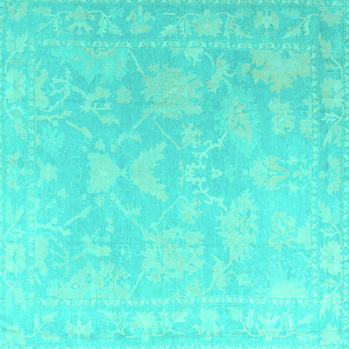 Square Oriental Turquoise Traditional Rug, abs4347turq