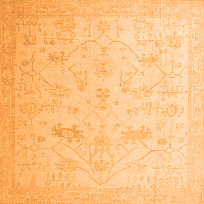 Square Machine Washable Oriental Orange Traditional Area Rugs, wshabs4348org