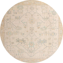 Round Abstract Deep Peach Orange Oriental Rug, abs4348