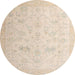 Round Abstract Deep Peach Orange Oriental Rug, abs4348