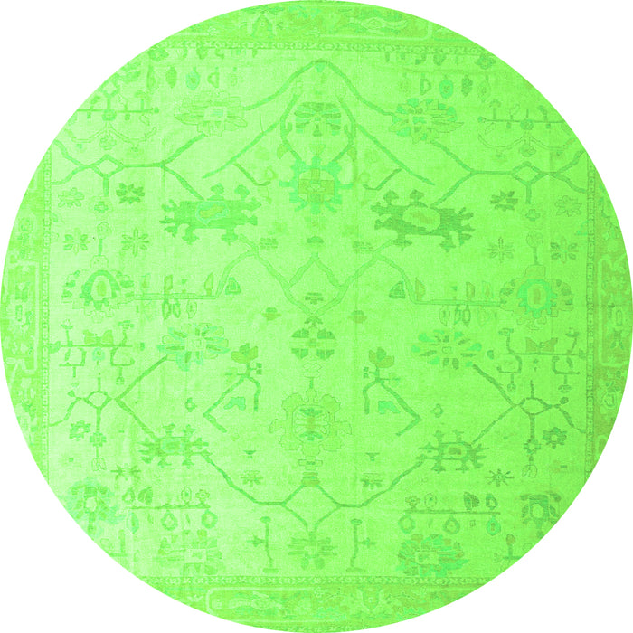 Round Machine Washable Oriental Green Traditional Area Rugs, wshabs4348grn