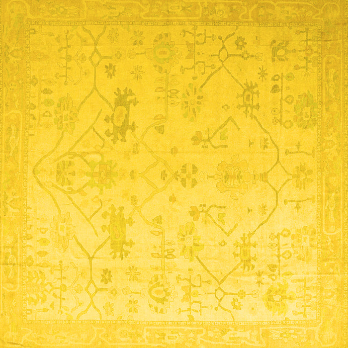 Square Machine Washable Oriental Yellow Traditional Rug, wshabs4348yw