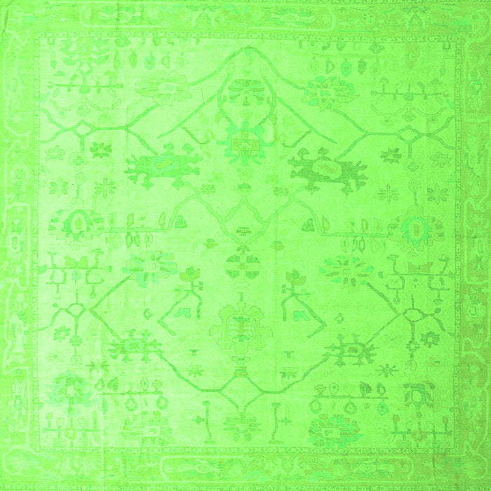 Square Oriental Green Traditional Rug, abs4348grn