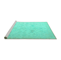 Sideview of Machine Washable Oriental Turquoise Traditional Area Rugs, wshabs4348turq