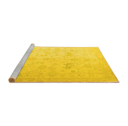 Sideview of Machine Washable Oriental Yellow Traditional Rug, wshabs4348yw