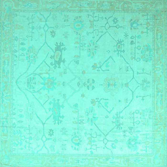 Square Oriental Turquoise Traditional Rug, abs4348turq