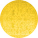 Round Oriental Yellow Traditional Rug, abs4348yw