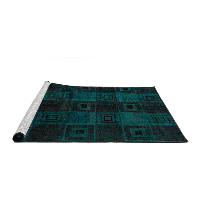 Sideview of Machine Washable Abstract Medium Teal Green Rug, wshabs4349