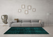 Machine Washable Abstract Turquoise Modern Area Rugs in a Living Room,, wshabs4349turq