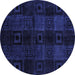 Round Machine Washable Abstract Blue Modern Rug, wshabs4349blu