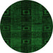 Round Machine Washable Abstract Green Modern Area Rugs, wshabs4349grn