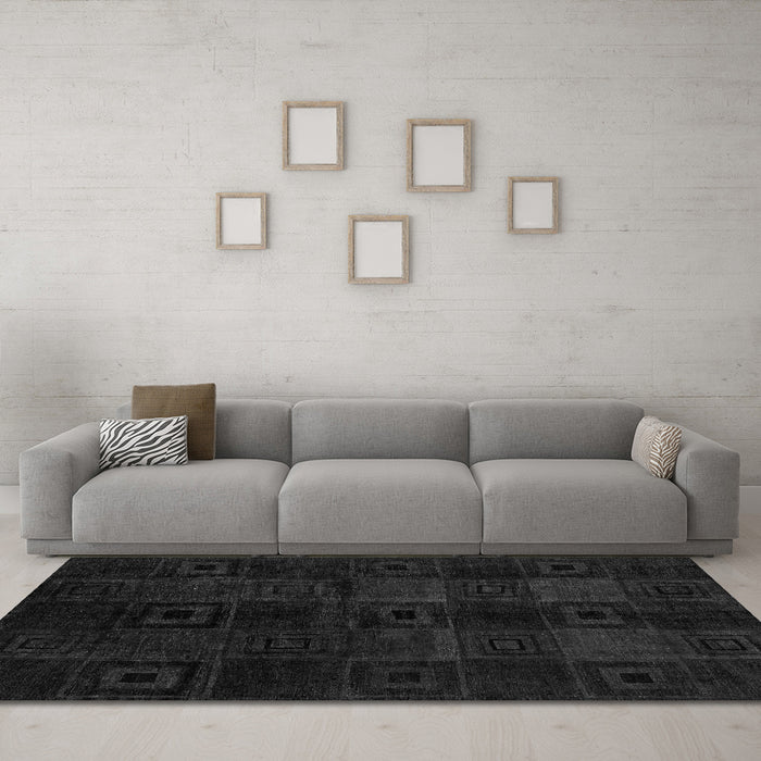 Machine Washable Abstract Gray Modern Rug in a Living Room,, wshabs4349gry