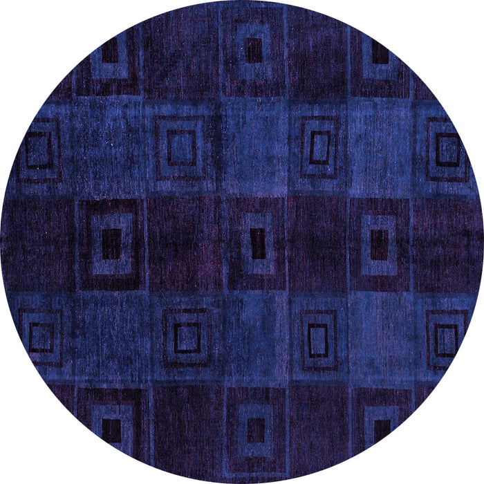 Round Machine Washable Abstract Purple Modern Area Rugs, wshabs4349pur