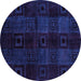 Round Machine Washable Abstract Purple Modern Area Rugs, wshabs4349pur