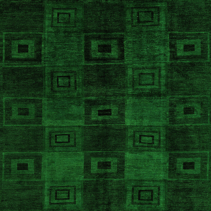 Square Machine Washable Abstract Green Modern Area Rugs, wshabs4349grn