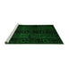 Sideview of Machine Washable Abstract Green Modern Area Rugs, wshabs4349grn