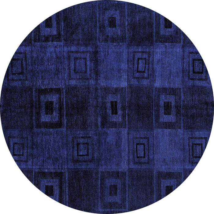 Round Abstract Blue Modern Rug, abs4349blu