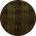 Round Abstract Orange Modern Rug, abs4349org