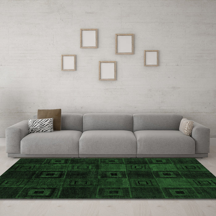 Machine Washable Abstract Emerald Green Modern Area Rugs in a Living Room,, wshabs4349emgrn
