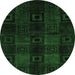 Round Abstract Emerald Green Modern Rug, abs4349emgrn