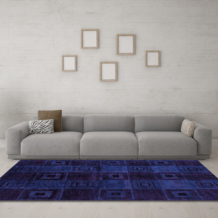 Machine Washable Abstract Purple Modern Area Rugs in a Living Room, wshabs4349pur