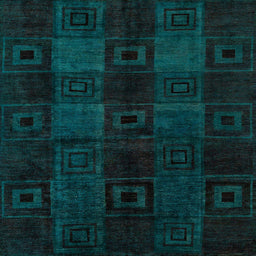 Square Abstract Teal Green Modern Rug, abs4349