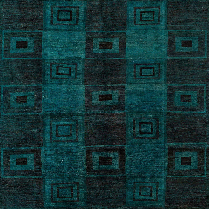 Square Machine Washable Abstract Medium Teal Green Rug, wshabs4349