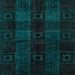 Square Machine Washable Abstract Medium Teal Green Rug, wshabs4349