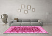 Machine Washable Oriental Pink Traditional Rug in a Living Room, wshabs434pnk