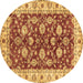 Round Machine Washable Oriental Brown Traditional Rug, wshabs434brn